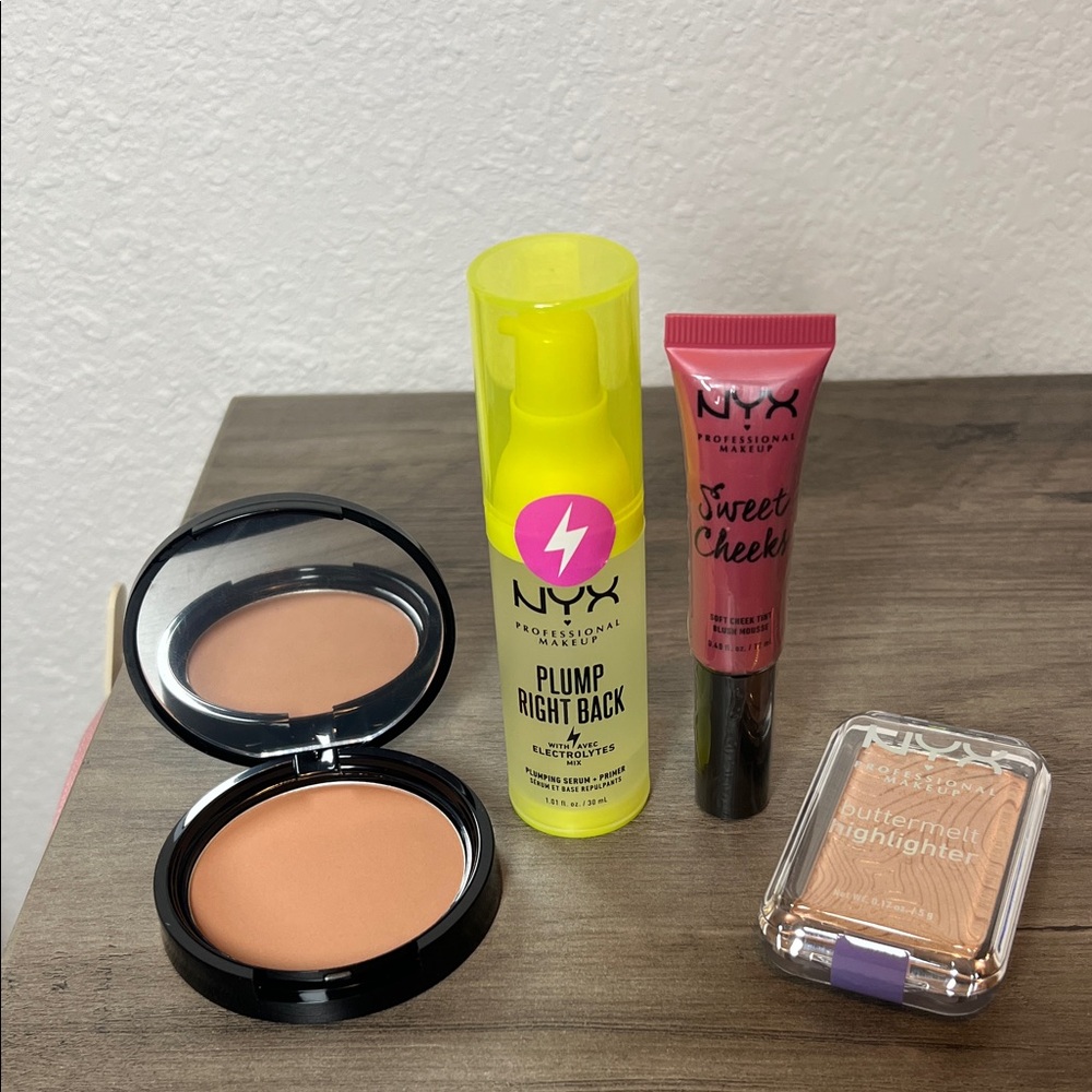NYX Makeup Primer, Bronzer, Highlighter & Blush Bundle